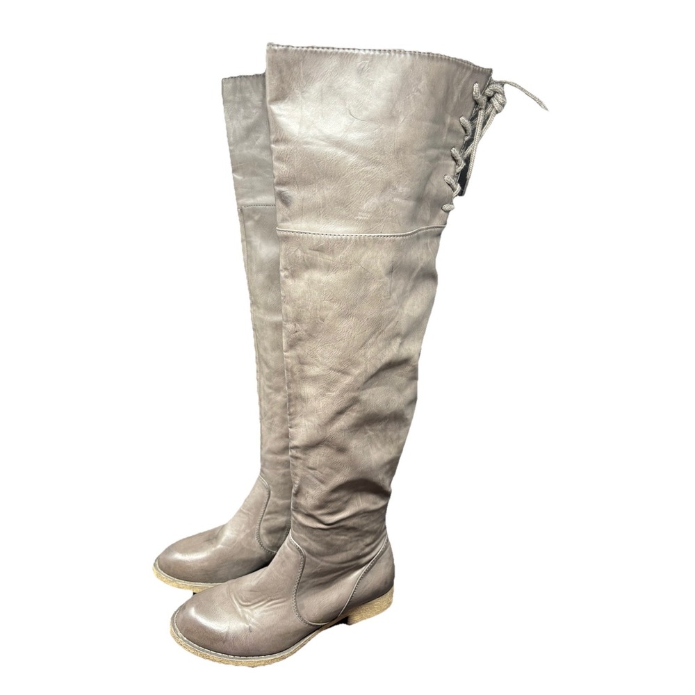 MIA Tamara Over The Knee Boots Women's Size 6 Gray Taupe